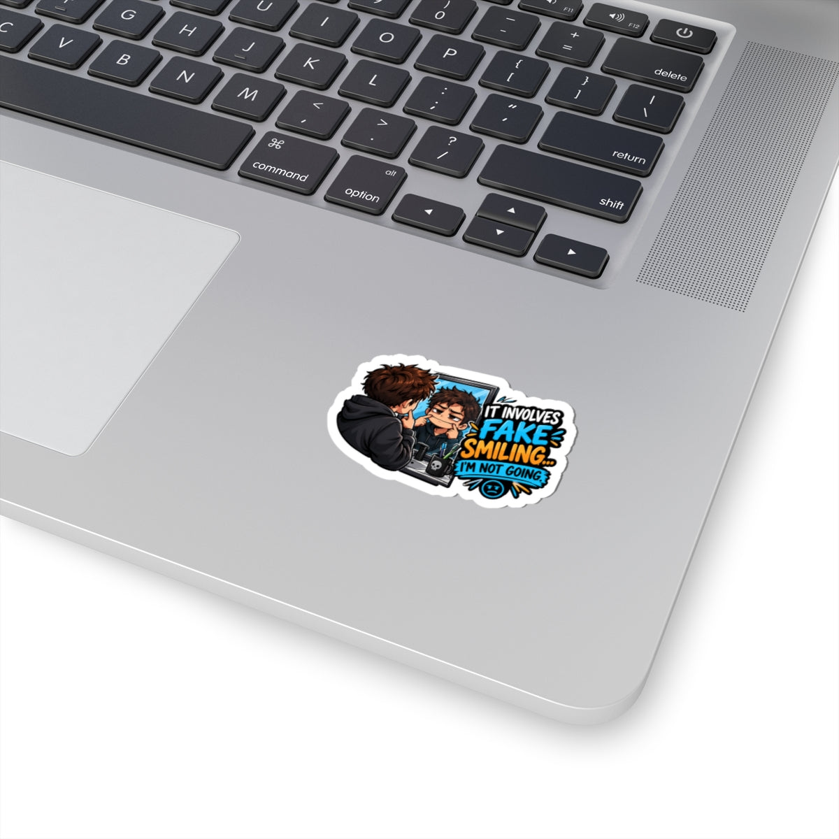 Boy fake smile Kiss-Cut Stickers
