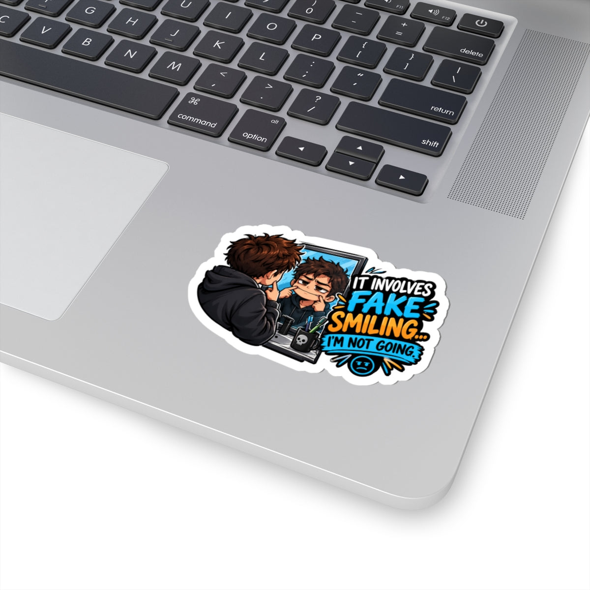 Boy fake smile Kiss-Cut Stickers