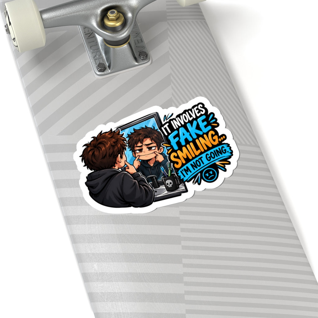Boy fake smile Kiss-Cut Stickers