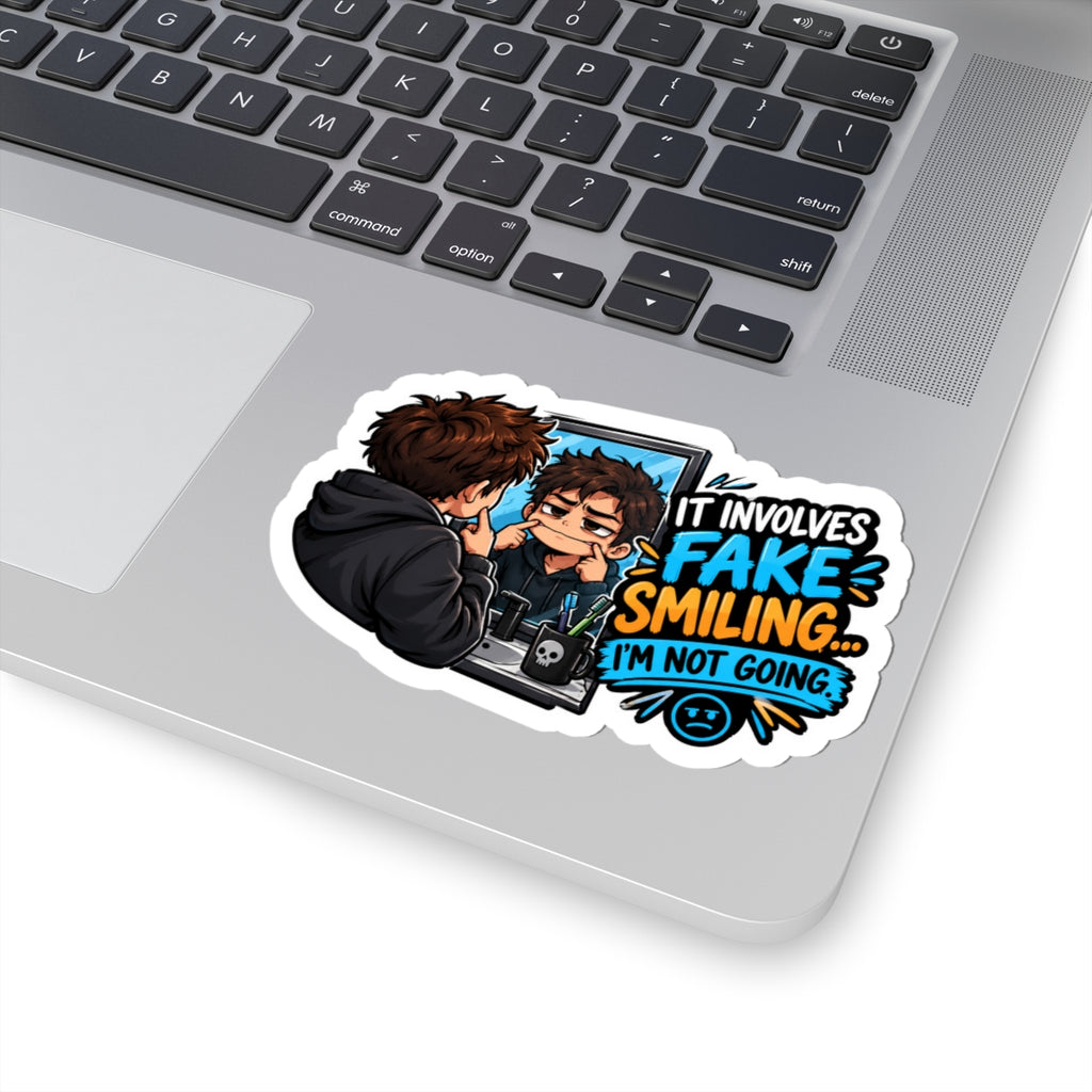 Boy fake smile Kiss-Cut Stickers